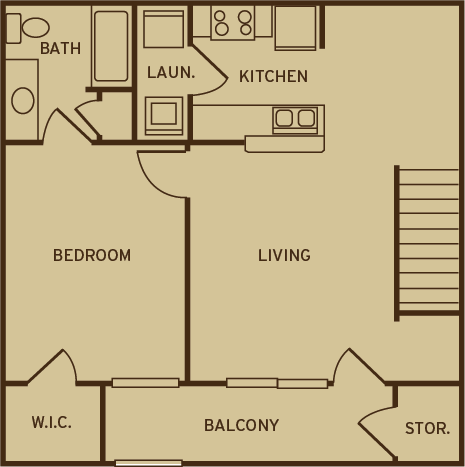 Park at Kirkstall Apartments 1 bedroom 1 bathroom floor plan